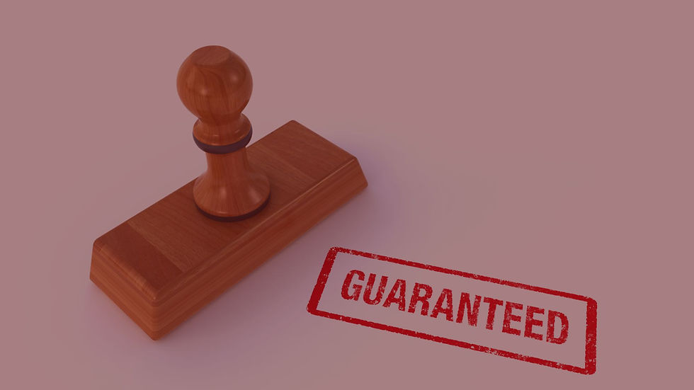 Uma imagem com a palavra em inglês "Guaranteed", indicando algo que está garantido.
