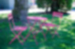 Pop-up patio sets in the park