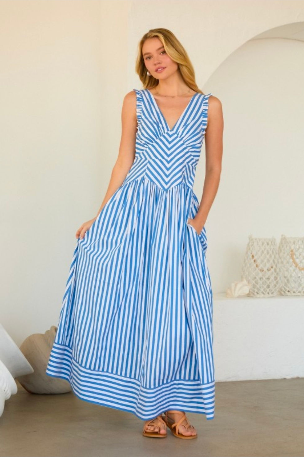 Miniatura: VESTIDO  MAXI CORTE V CORPIÑO