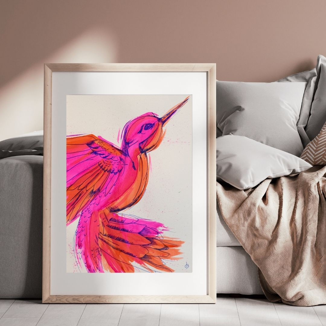 "Soar" Hummingbird - A3 Limited Edition Hand Embellished Print