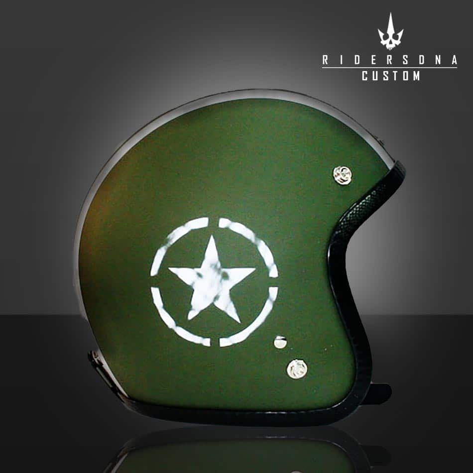 THRUXTON TRACKER GREEN MATTE FINISH HAND PAINT HELMET