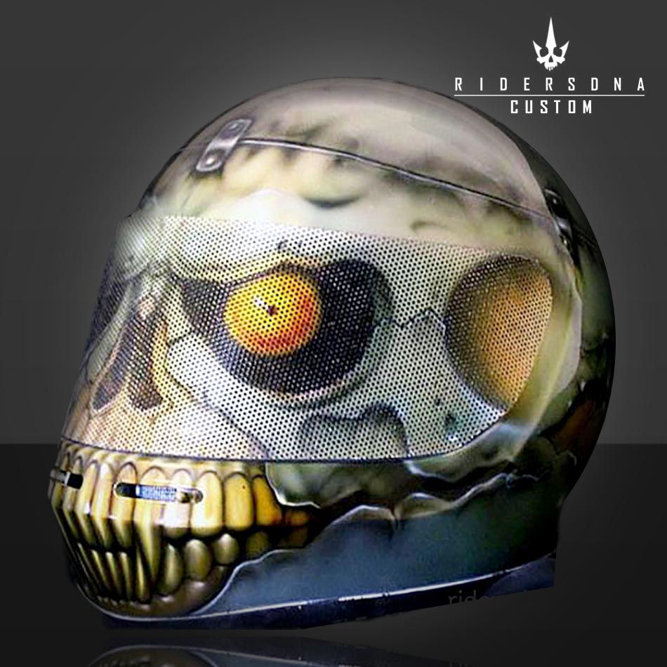 サムネイル： AIRBRUSH PAINT ZOMBIE APOCALYPSE FULL FACE CRASH HELMET