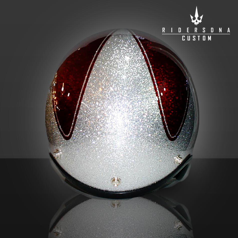サムネイル： THE STAR RED SILVER METAL FLAKES HAND PAINT HELMET