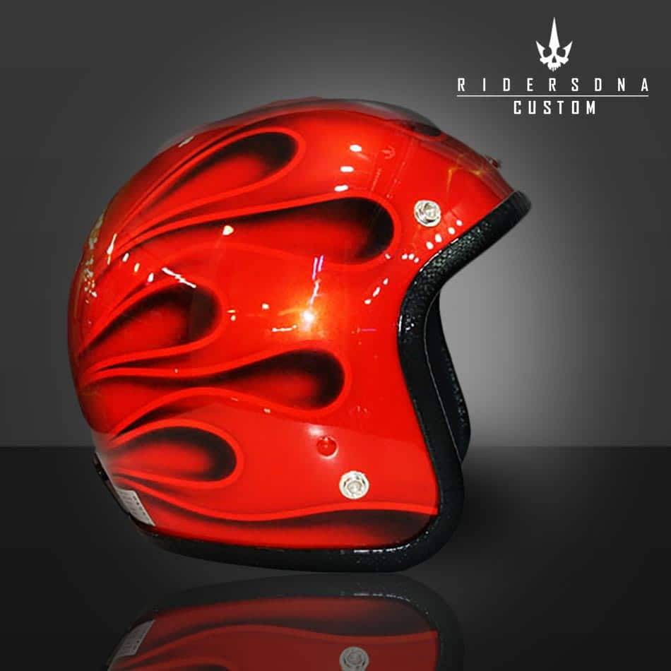 OLD HOTROD FLAMES 3-4 JET HAND PAINT AIRBRUSH HELMET