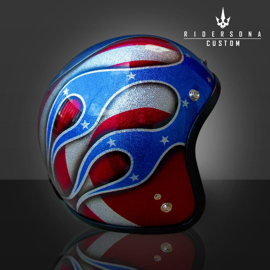 STARS & STRIPES ON FIRE BLUE FLAME HELMET