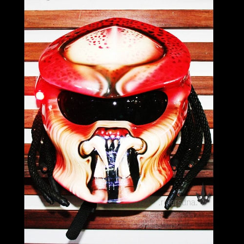サムネイル： RED COMBO HAND PAINT AIRBRUSH PREDATOR HELMET