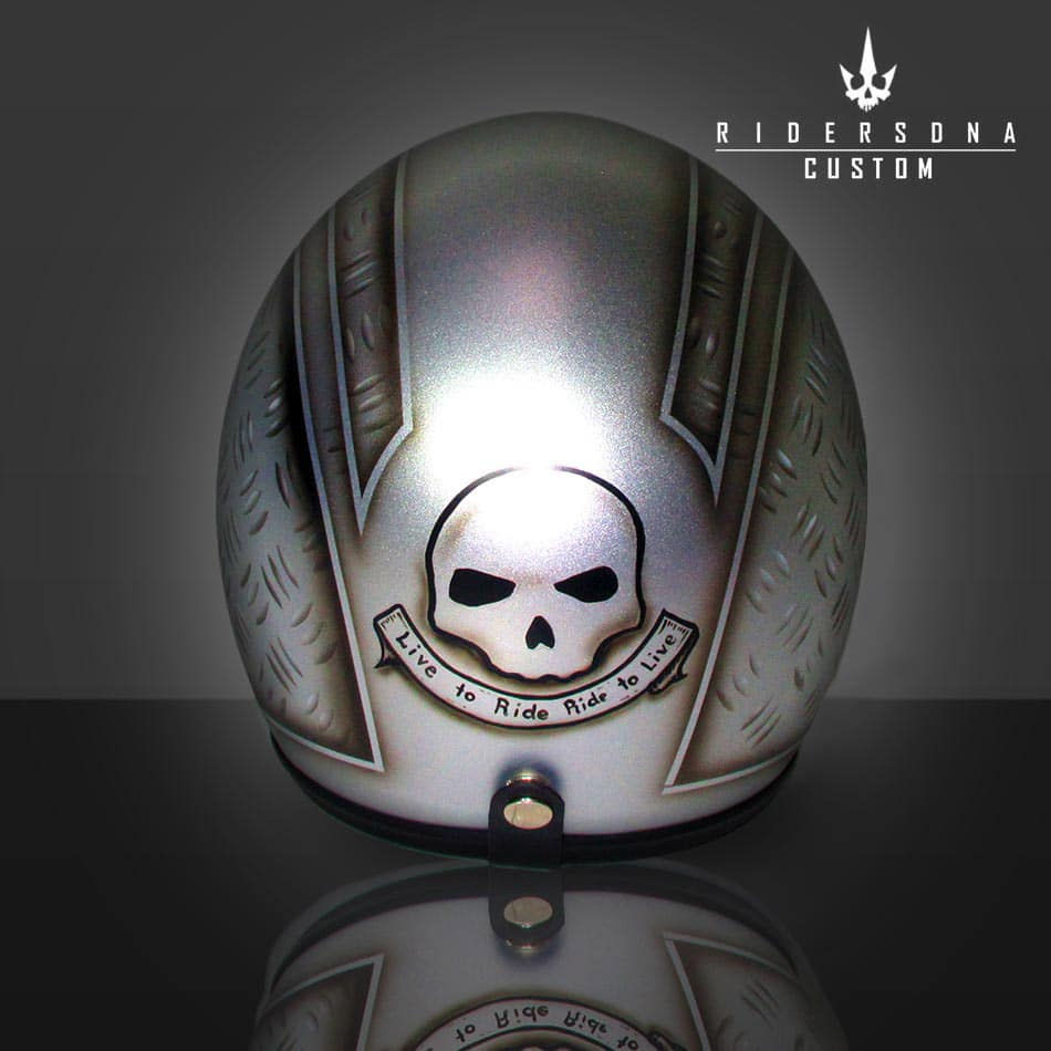 サムネイル： SILVER METAL CHECKERED SHEET BLACK PIN STRIPE OPEN FACE AIRBRUSH JET RIDERS DNA