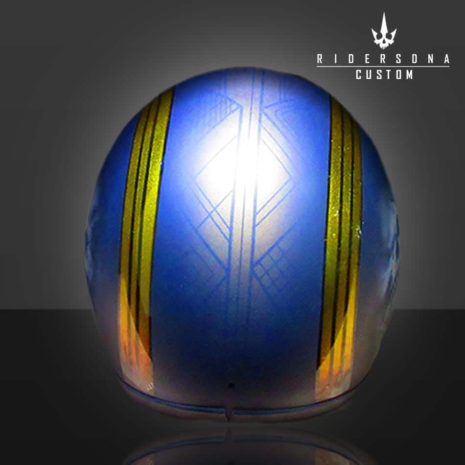 サムネイル： BLUE WHITE GHOST SKULLS GOLD PIN STRIPE OPEN FACE AIRBRUSH JET RIDERS DNA
