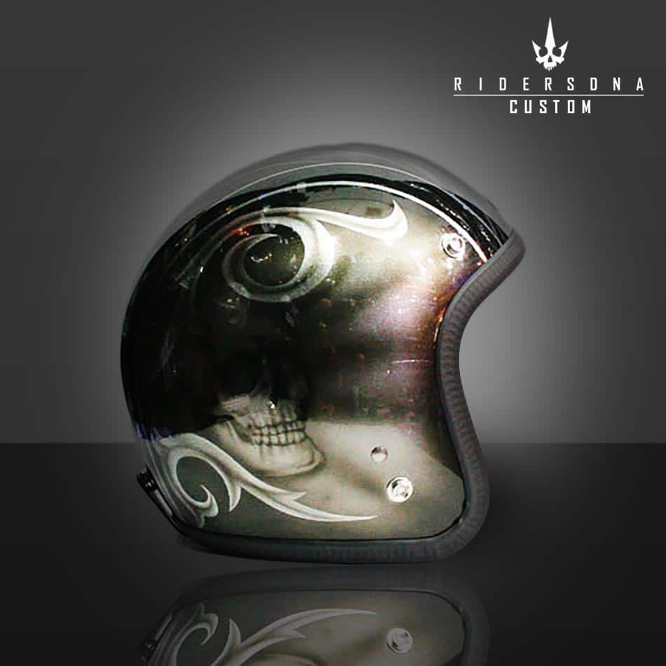 STEEL FLORAL SKULL HELMET