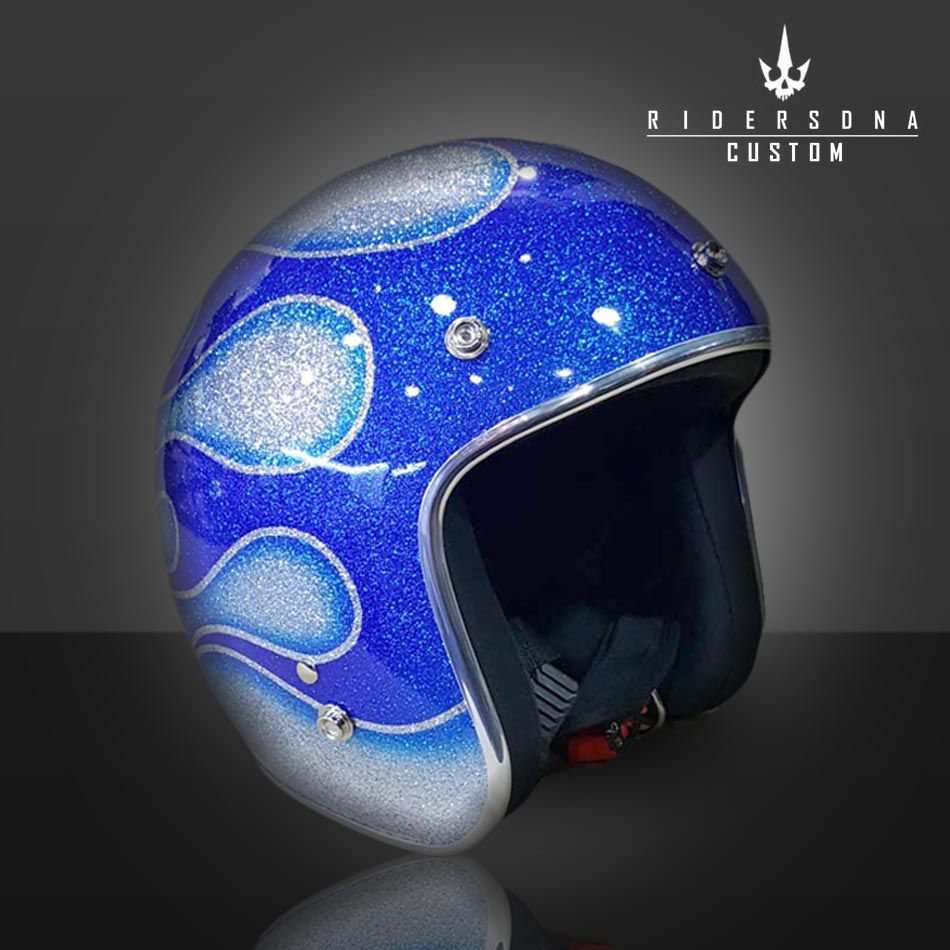 サムネイル： SILVER FLAME METAL FLAKE SHADOW PINSTRIPE NORTON OPEN FACE AIRBRUSH JET RIDERS