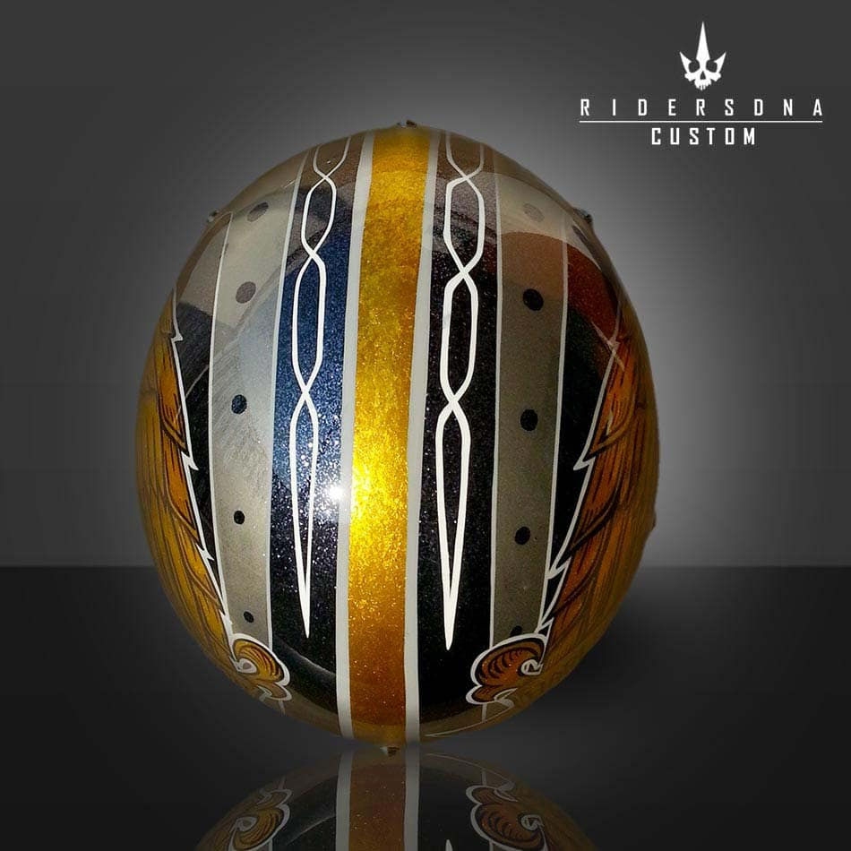 サムネイル： GOLD YELLOW EAGLE HARLEY SILVER PINSTRIPE OPEN FACE AIRBRUSH JET RIDERS DNA HAND