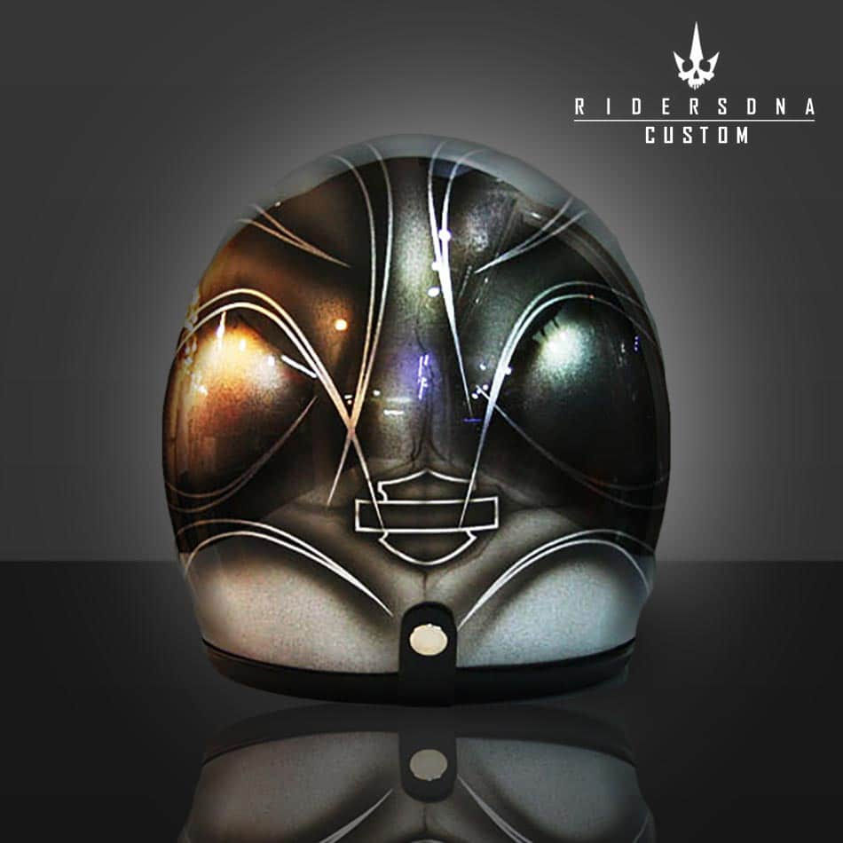 サムネイル： SILVER PINSTRIPE 3-4 JET HAND PAINT AIRBRUSH HELMET