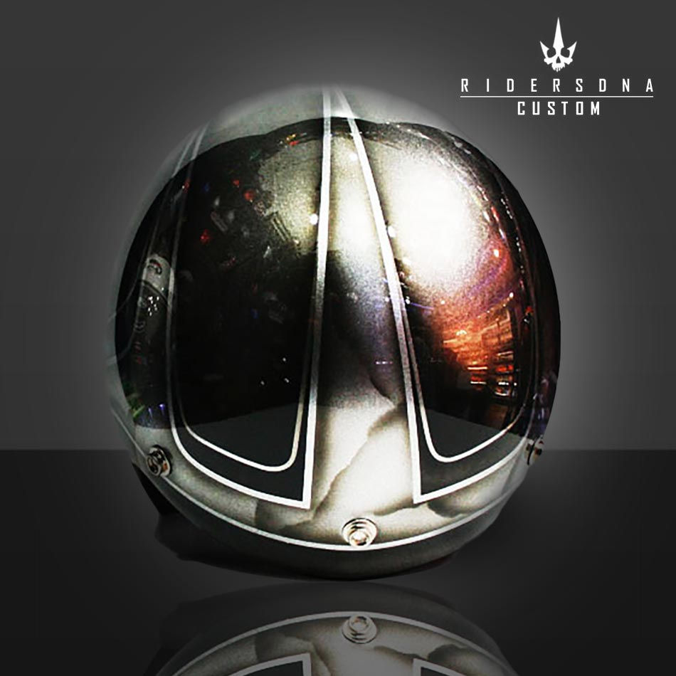 サムネイル： SHADES OF STEEL 3-4 JET CUSTOM PAINT AIRBRUSH HELMET