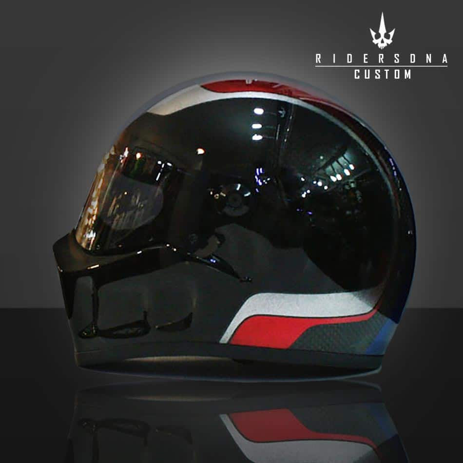 サムネイル： BANDIT CARBON STREET GOLDEN SHIELD IRON CROSS FULL FACE CRASH AIRBRUSH HELMET
