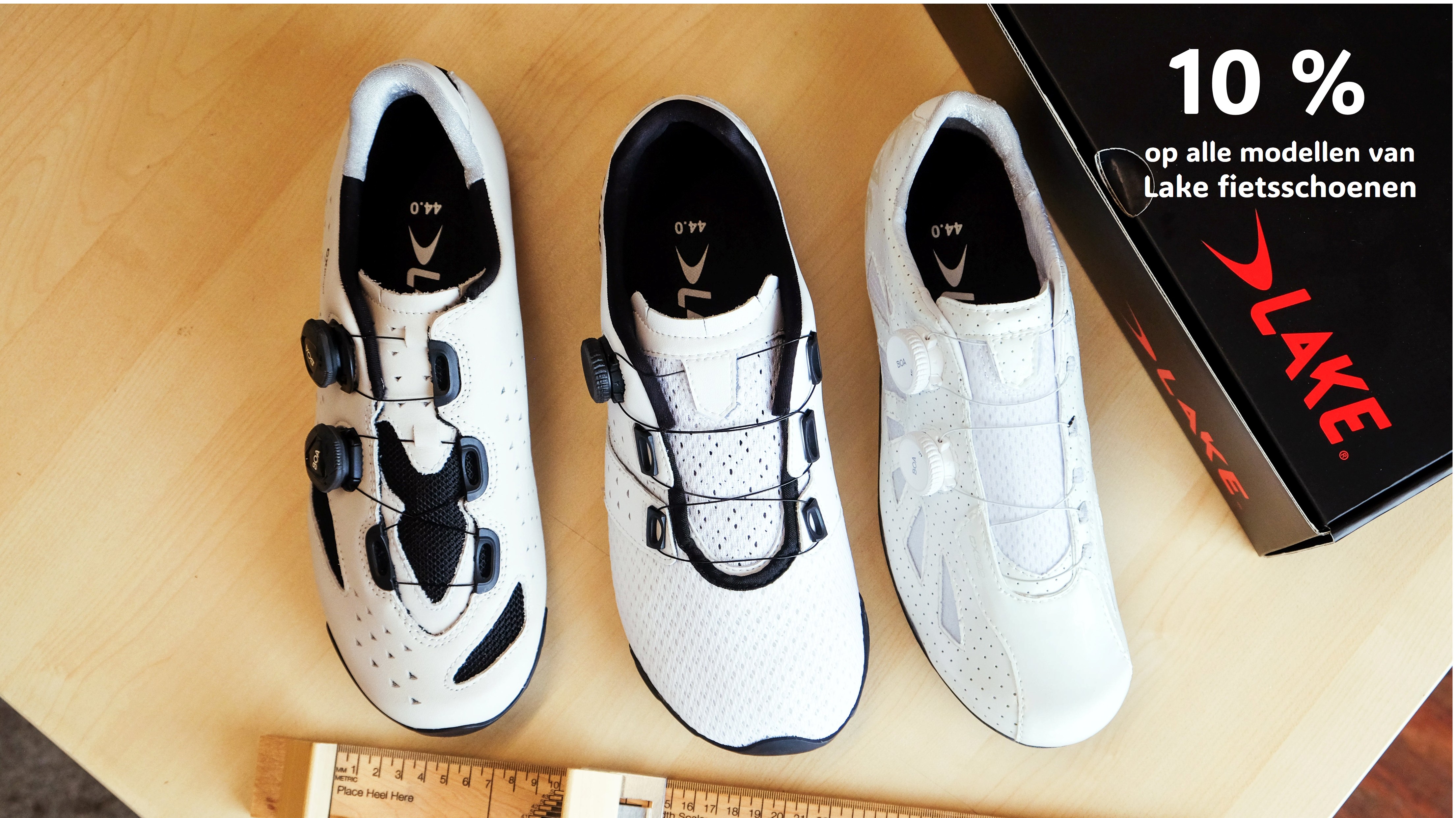 Verschillende modellen Lake fietsschoenen bij BikeMetrics voor selectie op maat, breedte en pasvorm