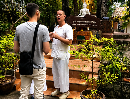 David Teaching a Student at Wat Umong
