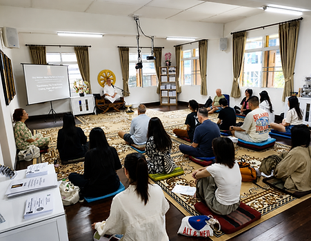 Students learning with Teacher David at Wat Tung Yu in Chiang Mai Thailand