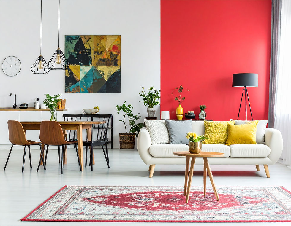 Warm and cool toned living room styled with Indian decor elements, illustrating the impact of color psychology in home interiors.