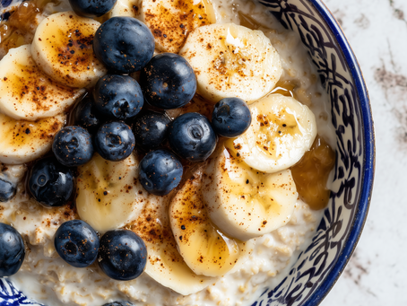 Creamy Banana Blueberry Cinnamon Vegan Porridge