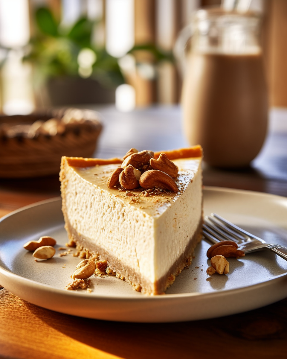 Soy free vegan lacto vegetarian plant based cashew cream cheesecake