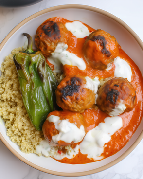 Vegan Meatballs With Charred Pepper
