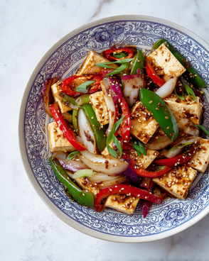 Sticky Sesame Tofu Vegan Stir-Fry
