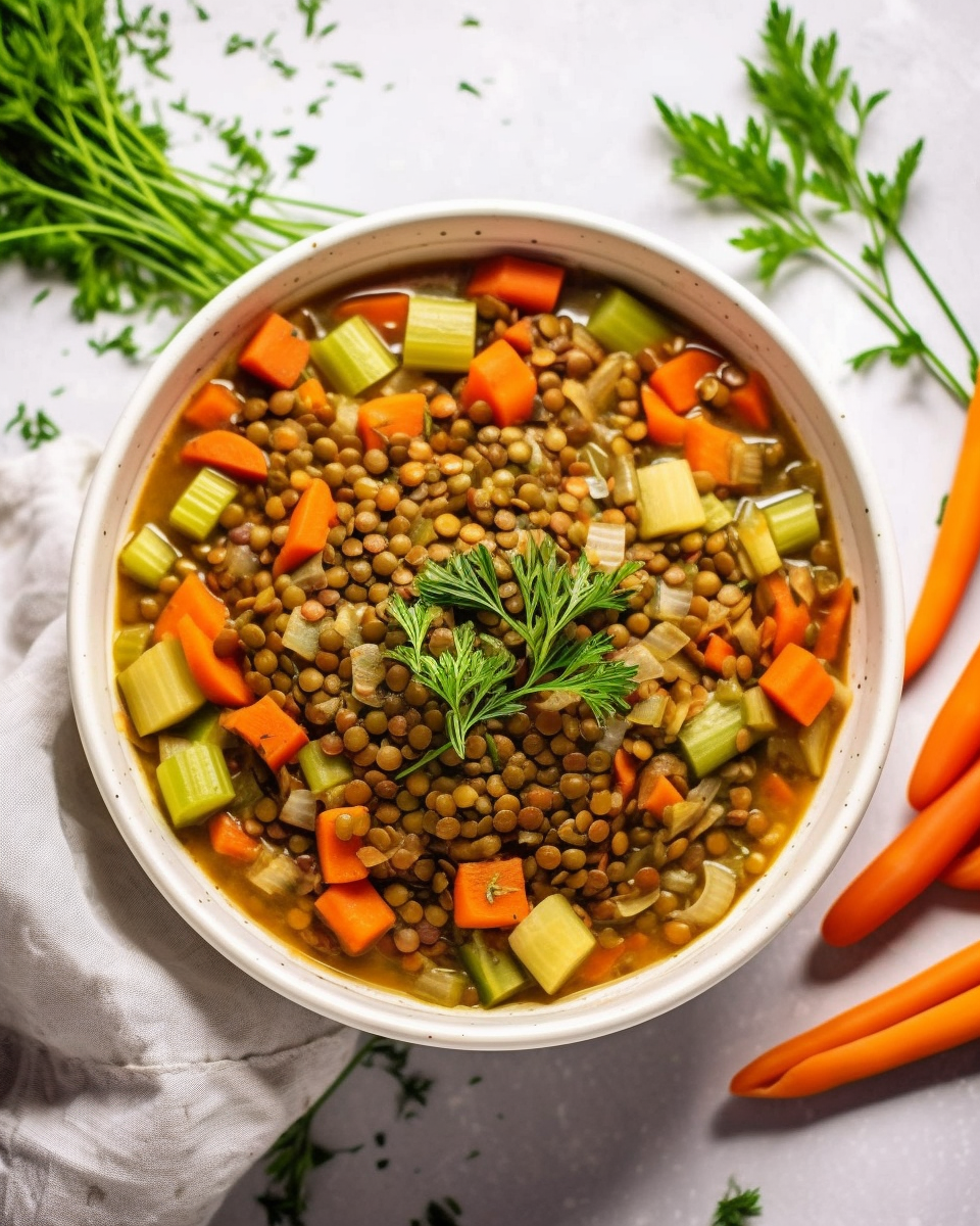 Soy free vegan lacto vegetarian plant based lentil soup