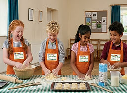 Having fun making snacks