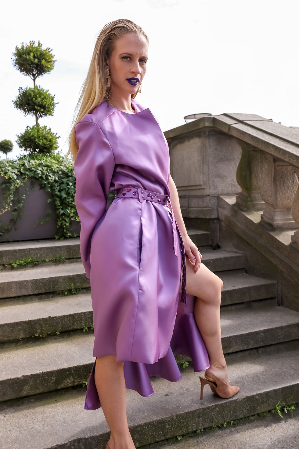 Thumbnail: Asymmetrical Coat with Embellished Belt