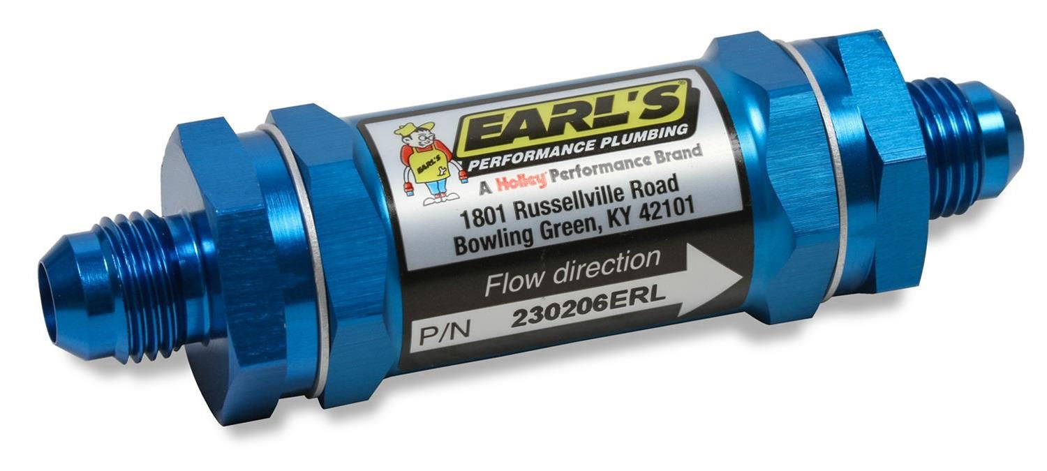 Earl's Performance Inline 85 Microns Fuel Filter with -6 AN Inlet Size 230206ERL