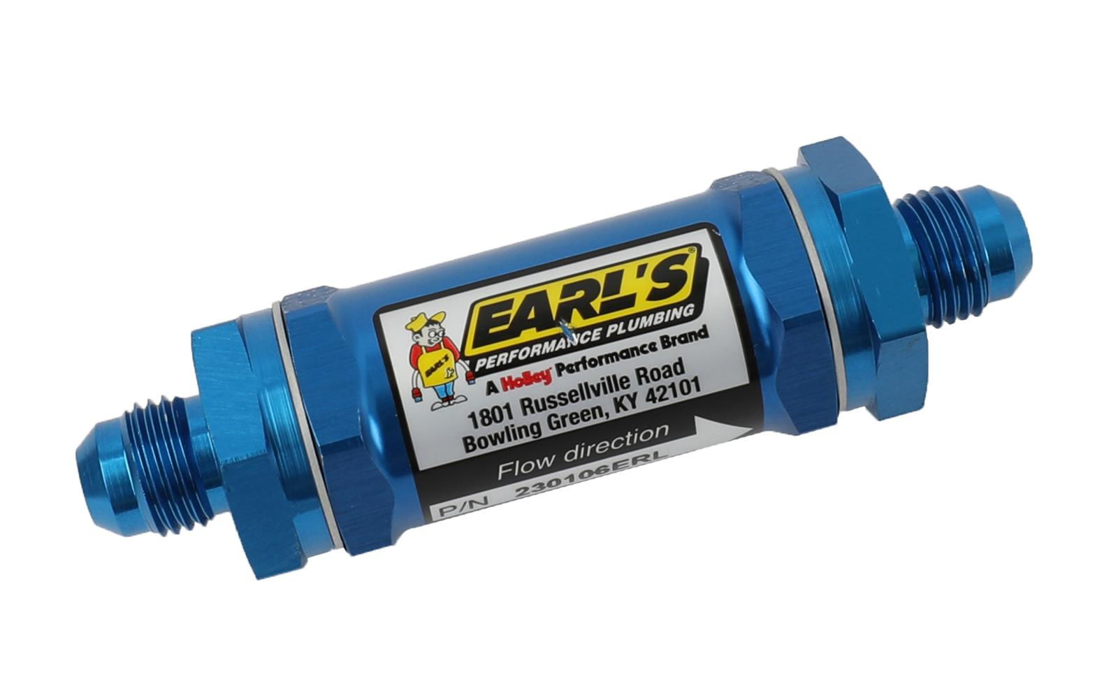 Earl's Performance Inline 35 Microns Fuel Filter with -6 AN Inlet Size 230106ERL
