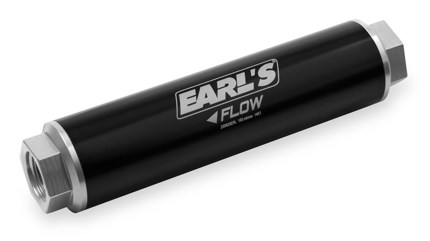 Earl's Performance Billet Inline 100 Microns Fuel Filter with -12 AN Inlet Size