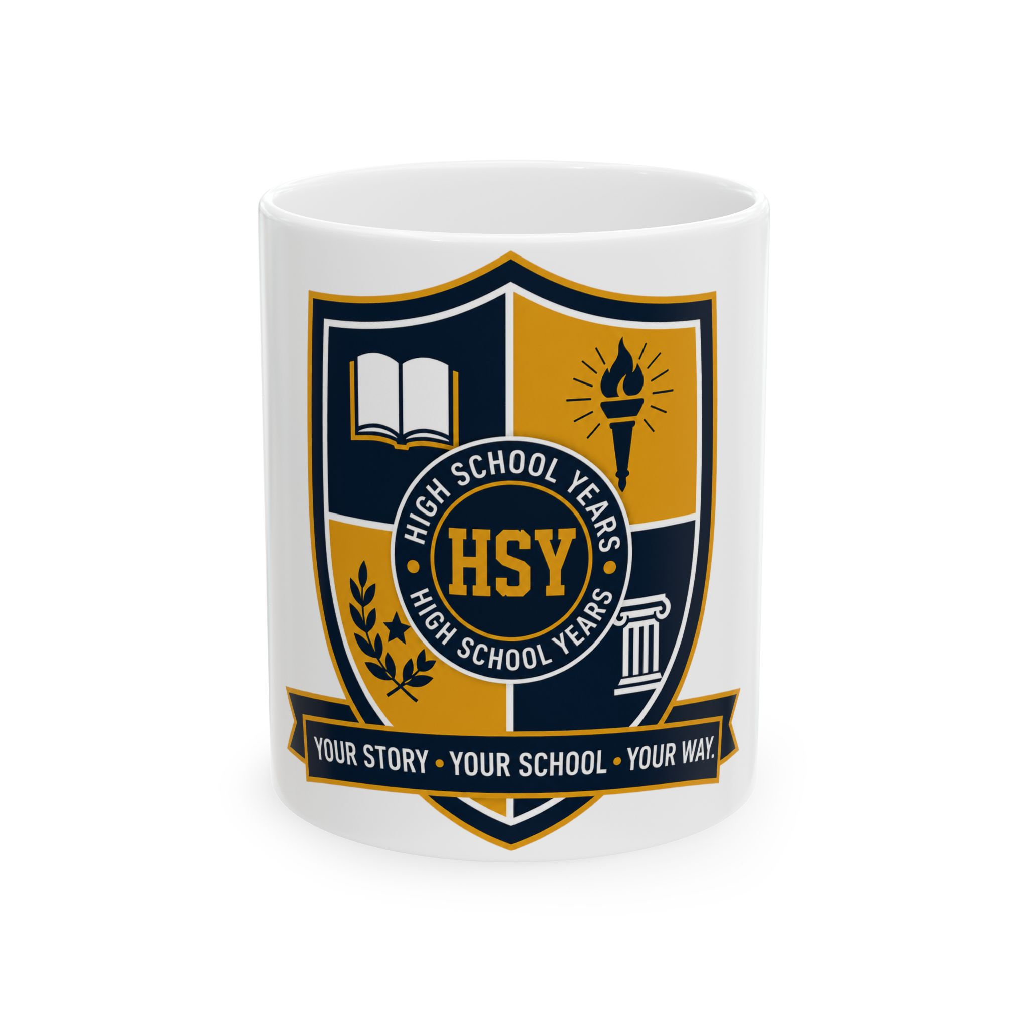 High School Years HSY Crest Ceramic Mug - Yearbook Gift (11oz & 15oz)
