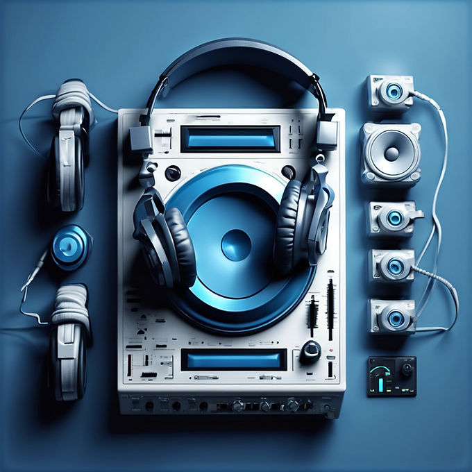 DJ equipment and headphones with a blue filter.jpg