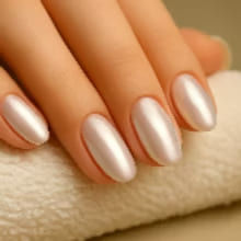 Minimal ve sofistike krom/ince parlaklık efektli tırnak uygulaması