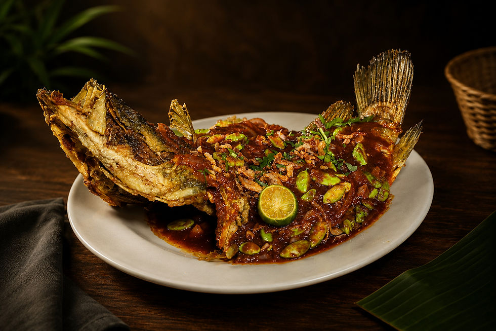 Sajian siakap goreng sambal petai di Rumah Makan Perpateh