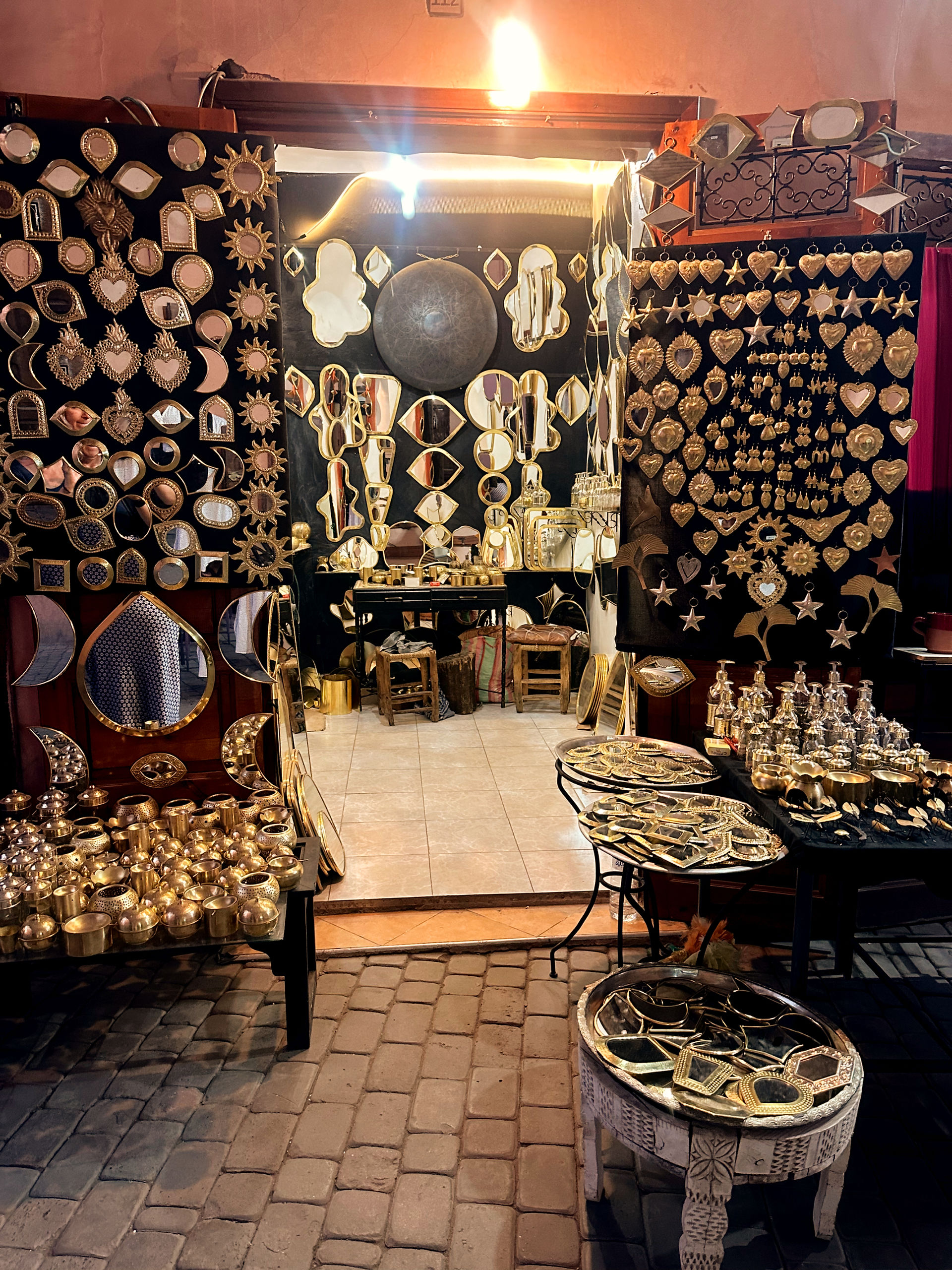 Traditional artisan shop in the Marrakech souks before walking the Long Way to Mount Toubkal