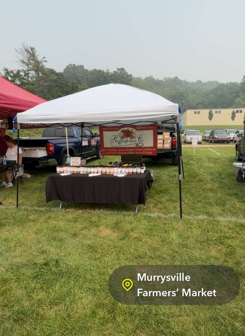 A vibrant morning at the Murrysville Farmers Market with fresh produce and local vendors.