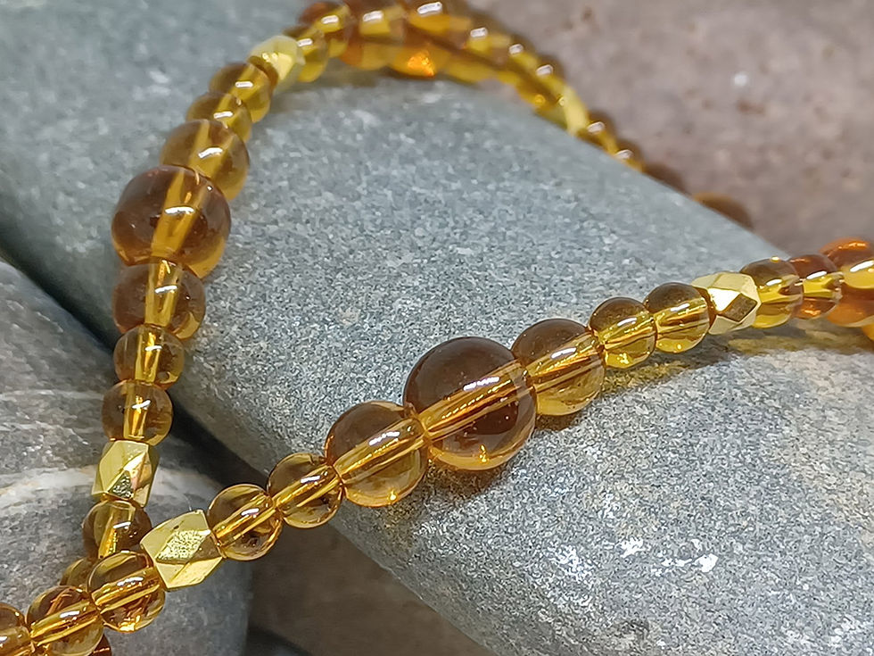 Thumbnail: Amber Graduated Necklace and Earring Set