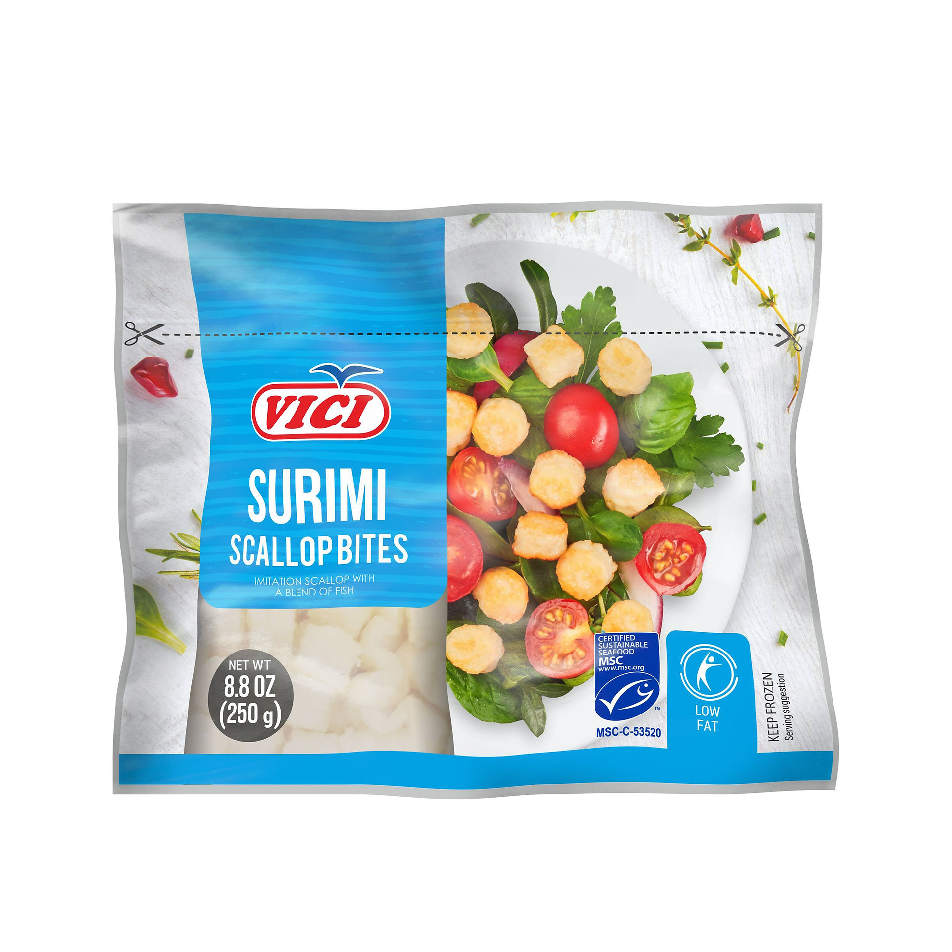 VIČI Surimi Scallop Bites provide a sustainable, gourmet seafood option rich in protein and flavor.