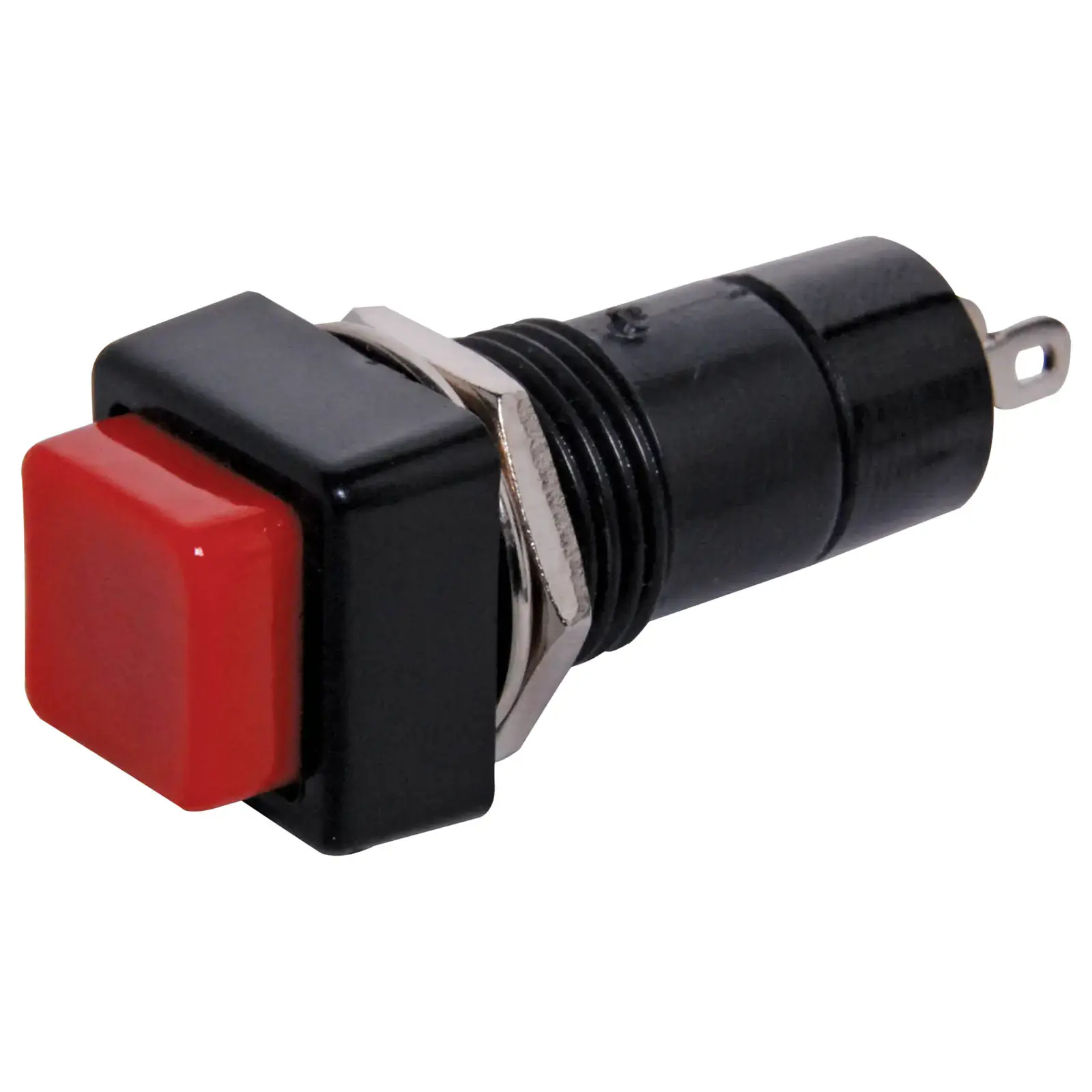 SPST Square Momentary Red Solder Tail Pushbutton Switch