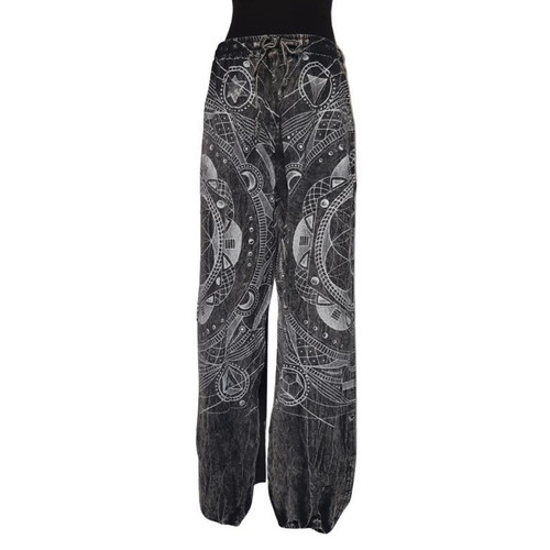 Stonewashed Sacred Geometry Pants Mystic Lotus