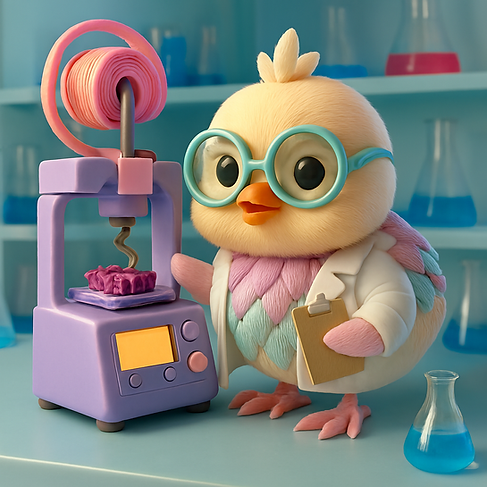 Cute chick scientist 3D printing