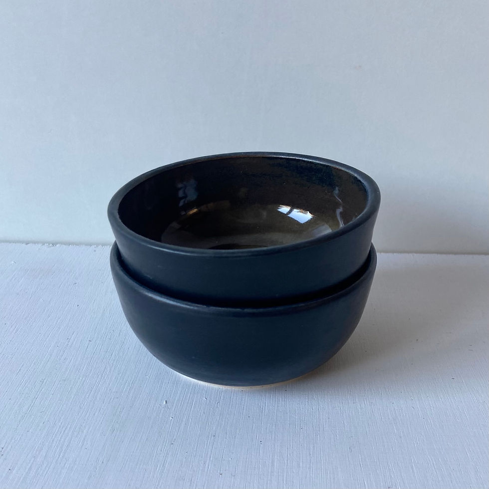 Thumbnail: Small Black/dark green bowls (pair)
