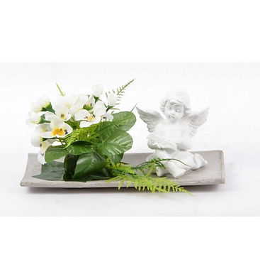 Fleurs blanches pour caveau tombe décoration cimetière