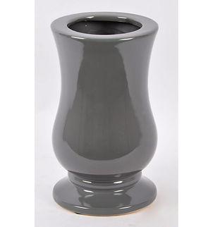 Pot funéraire gris arrondi pour caveau décoration cimetière