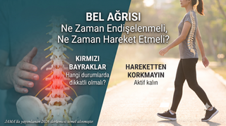 Bel ağrısında kırmızı bayraklar ve aktif kalma yaklaşımını gösteren kapak görseli.