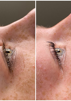 Before and after of a Keratin Lash lift
