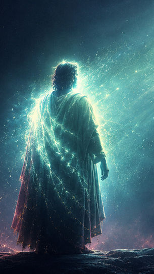 AI-generated conceptual editorial image: A figure catching and re-emitting light from an unseen source, like Moses descending Sinai — illustrating borrowed light: radiance received from God, not self-generated.© Gené-Leigh Bredenhann / TruthSeekerLife. All rights reserved.