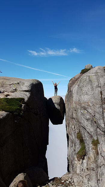 Personal Training Client Fay, on top of the world on our Fitness Trip to Kjerag - Norway.